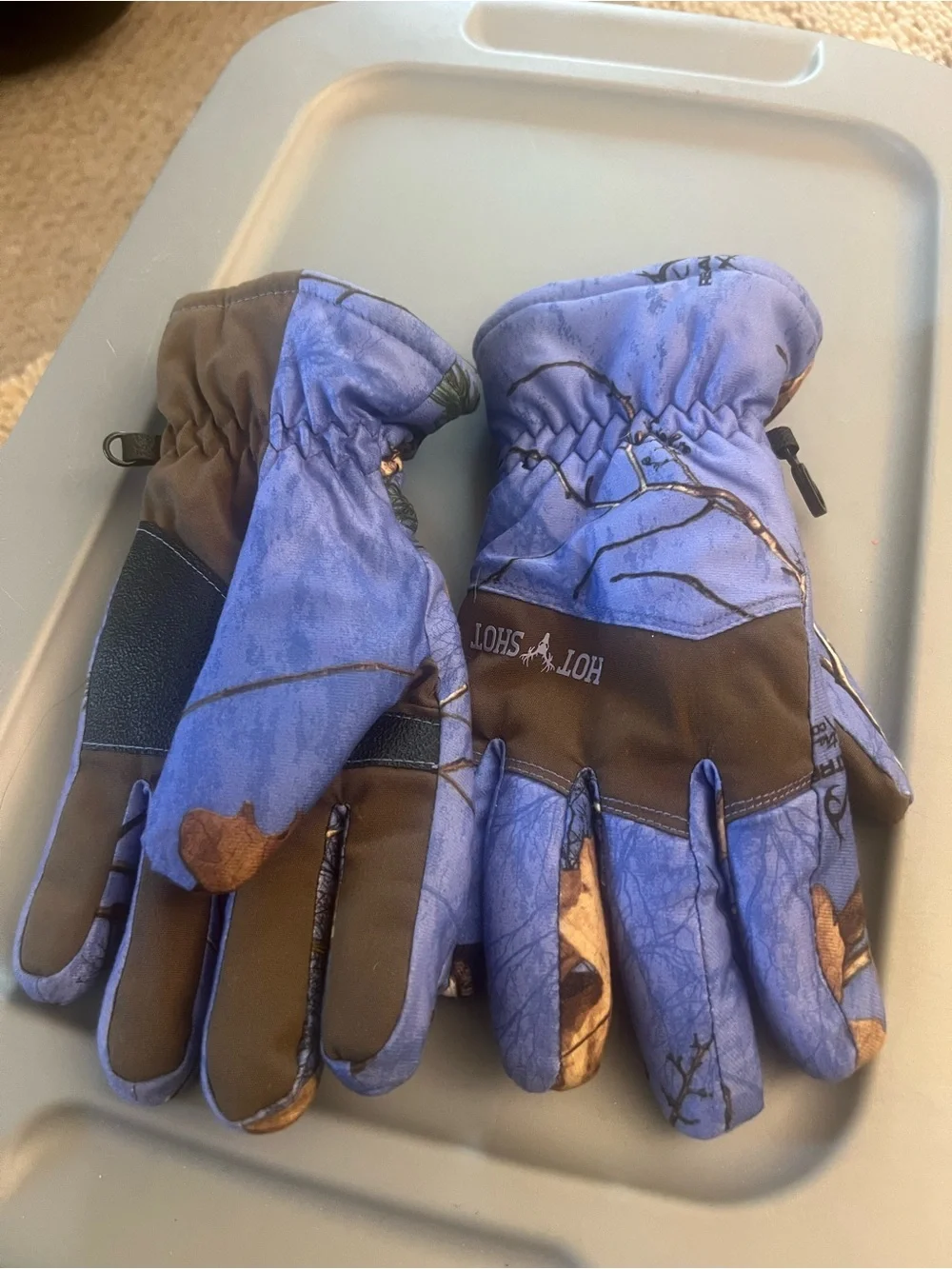 Women’s Purple and Brown Camo Winter Gloves